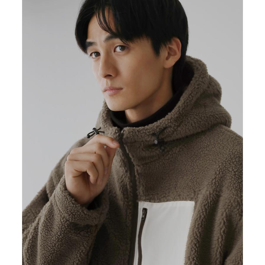 ボアジャケット ボアブルゾン メンズ 秋 冬 ブルゾン フード 裏地付き