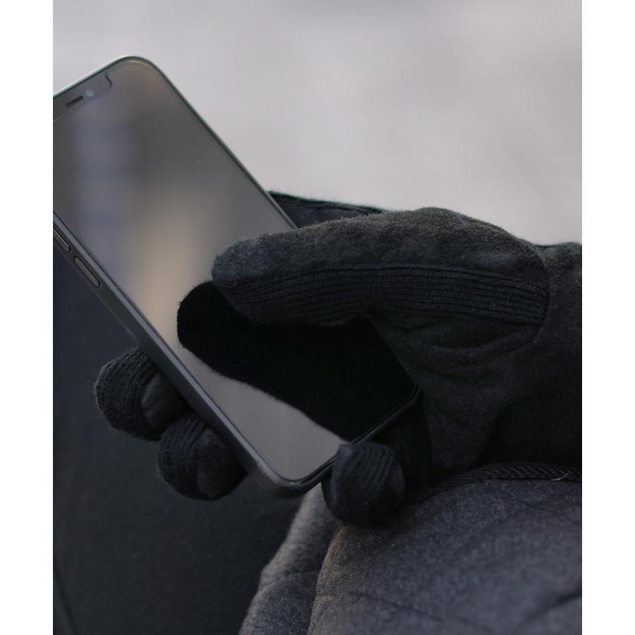 メール便対応】 手袋 スエード レザー シンサレート スマホタッチ