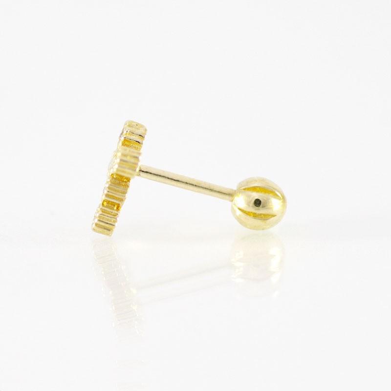 ネジ キャッチ ボール 14K 20G バーベル ボディピアス クロス CZ