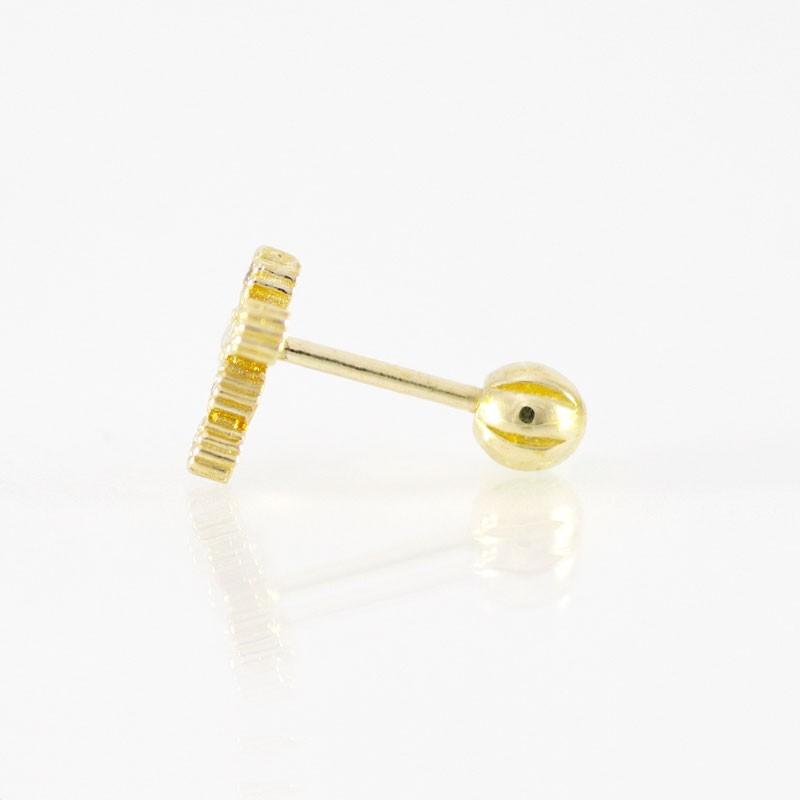 ネジ キャッチ ボール 14K 20G バーベル ボディピアス クロス CZ 十字架 K14 金 ゴールド ネジ 取れない 外れない 片耳｜sputnik-jewelry｜03