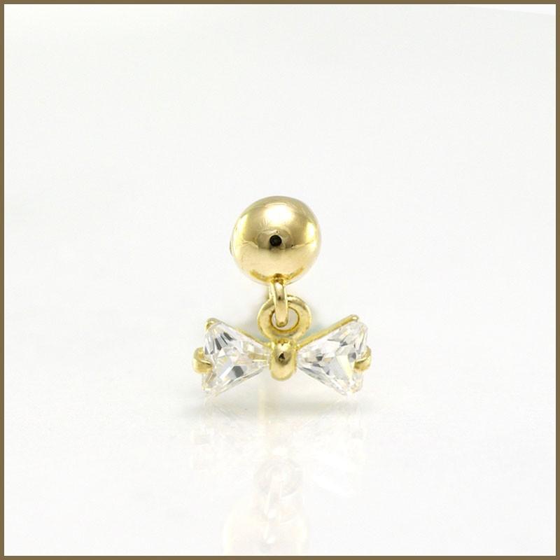 ネジ キャッチ ボール 14K 20G バーベル ボディピアス チャーム リボン