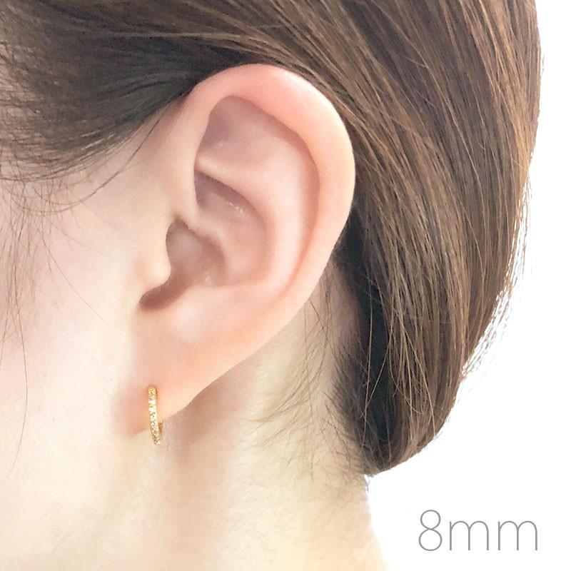 K18 フープ 16G 8mm ゴールド ハギーズ クリッカー ピアス シームレス