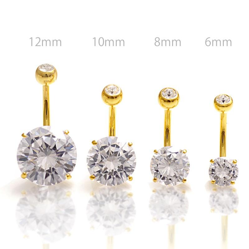 ゴールド 金 へそピアス 14K ダイヤモンドカット CZ 8mm ボディピアス 14G｜sputnik-jewelry｜05