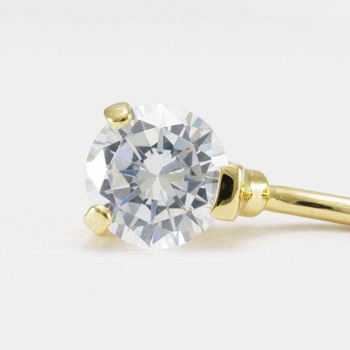 ゴールド 金 へそピアス ダイヤモンドカット CZ インターナル 3 立爪 ジルコニアボディピアス 14Gの画像