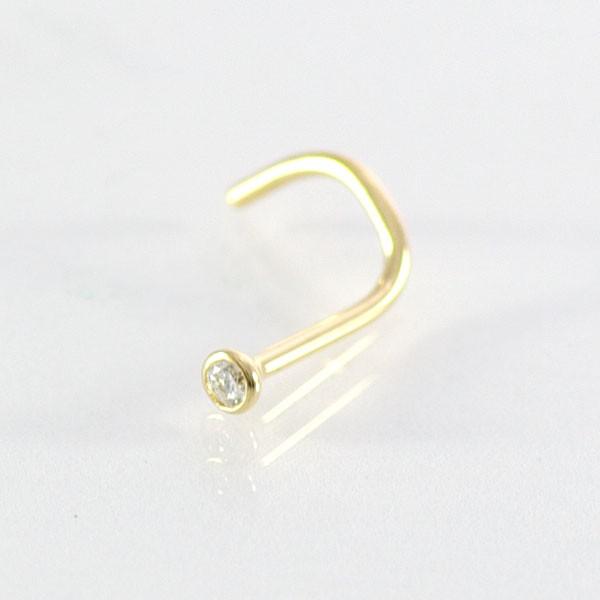 K18 ダイヤモンド 1.6mm 0.018ct ベゼルセット 埋め込み 18金 鼻ピアス カーブ｜sputnik-jewelry｜02