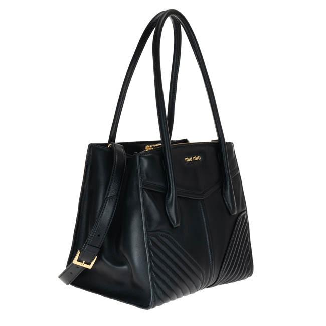 ミュウミュウ miumiu バイカー ハンドバッグ ショルダー付き ブラック