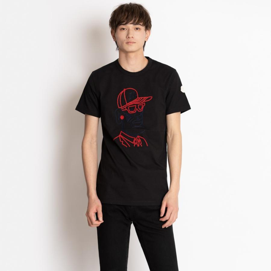 モンクレール ジーニアス 1952 メンズ 半袖 Tシャツ 黒 赤 L 新品-