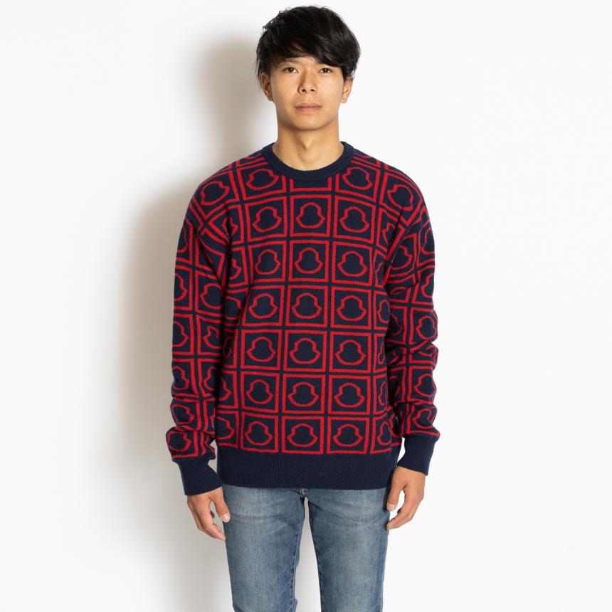 モンクレール MONCLER セーター ニット メンズ ロゴ ウール ネイビー