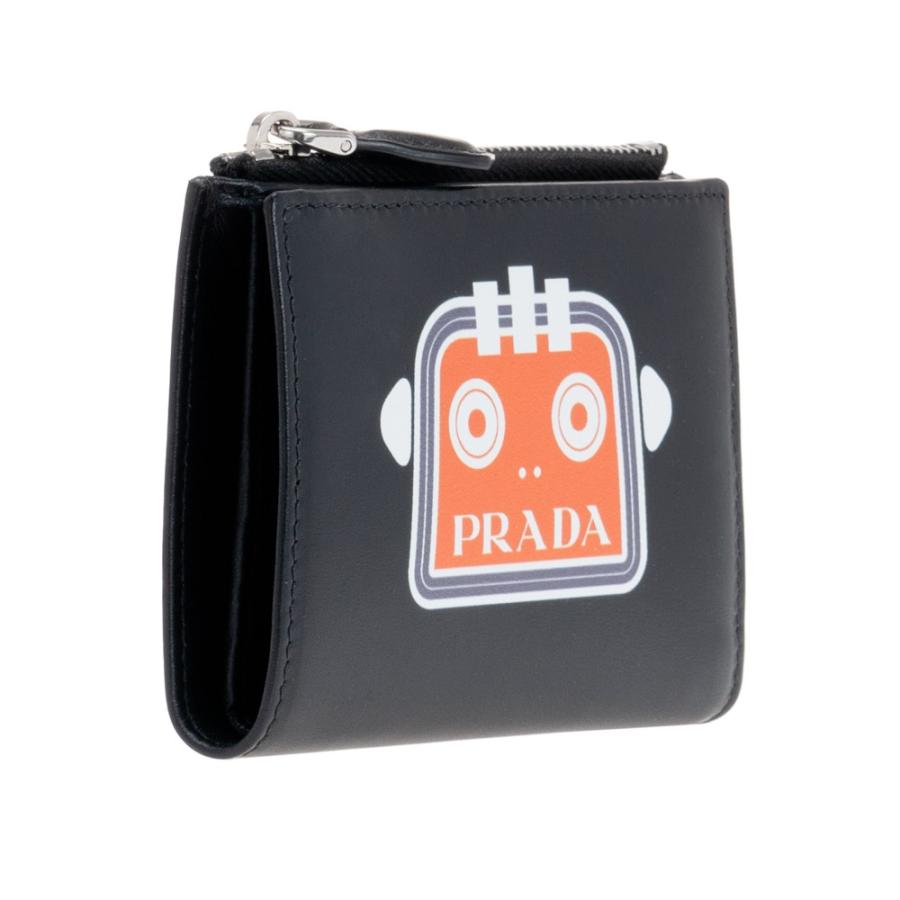 プラダ 財布 二つ折り財布 小銭入れ付き メンズ ブラック ロボット