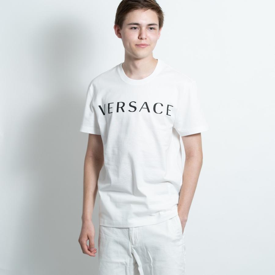 ヴェルサーチ VERSACE Tシャツ カットソー メンズ 半袖 ホワイト 白 コットン A83396S ロゴ XS【送料無料】【メンズ