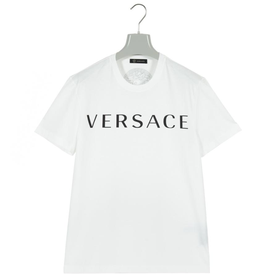 ヴェルサーチ VERSACE Tシャツ カットソー メンズ 半袖 ホワイト 白 コットン A83396S ロゴ XS【送料無料】【メンズ トップス  ブランドtシャツ】