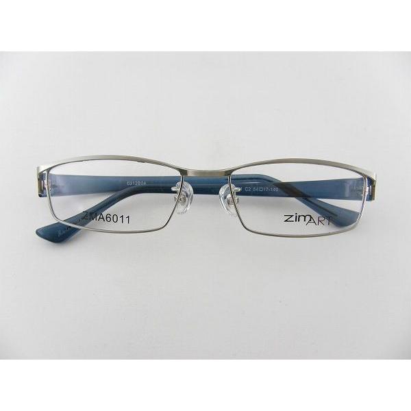 ジムアート zimART 6011-2 セット スクエア 青 眼鏡 ビジネス めがね スーツ 度付き可 スマート シンプル フルリム ブルー 度付 度無し 銀 |  | 01