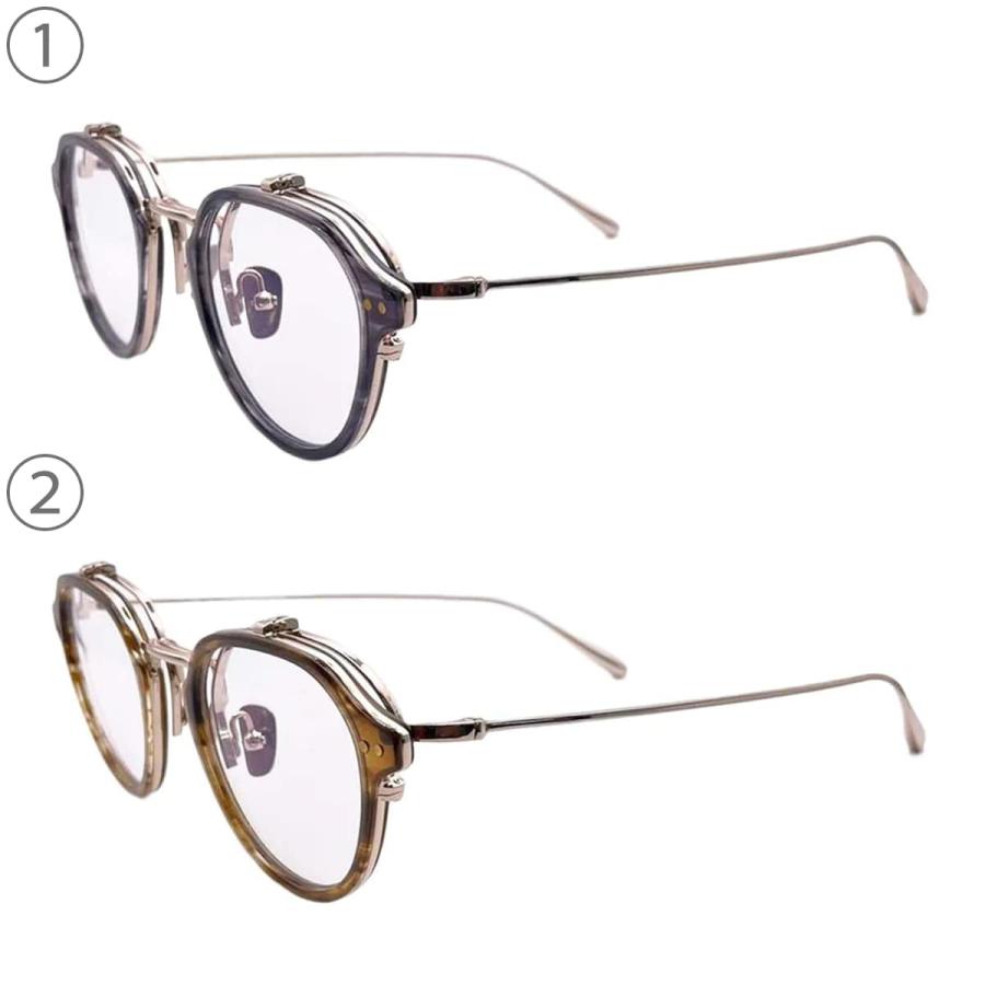 Tradクリップレンズ 跳ね上げレンズ 縄手巻きフレーム TRAD）Lotus [跳ね上げレンズ / 度なしブルーライトカットレンズ