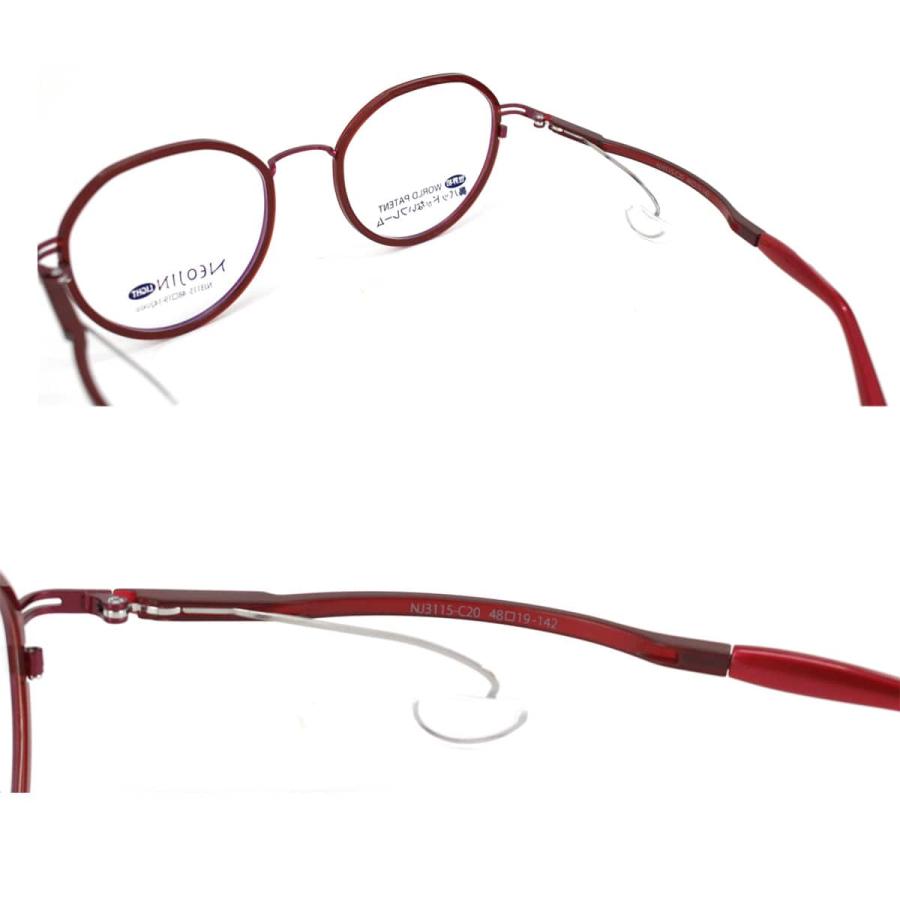 JiNS 眼鏡　度付き メガネ 老眼鏡 赤 ネオジン メガネ 鯖江 老眼鏡 おしゃれ NJ3115 NEOJIN 鼻パッドがない