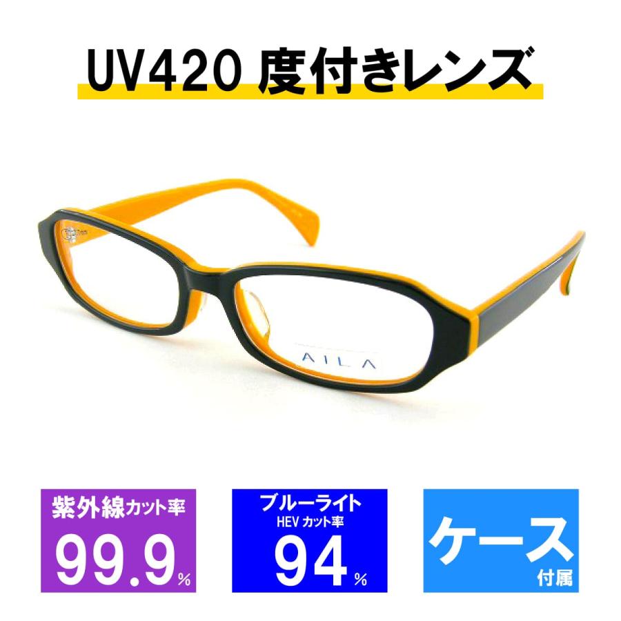 ラウンドレンズ メガネとケース セット レンズセット】アイラ メガネフレーム メガネ UV420 レンズつき AI