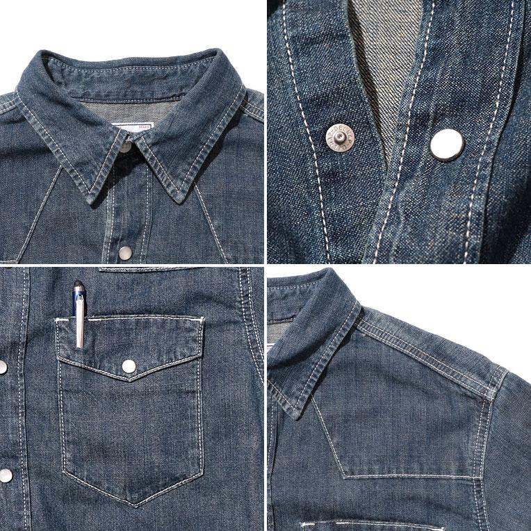HOUSTON ヒューストン デニム ウエスタン シャツ コットン 長袖