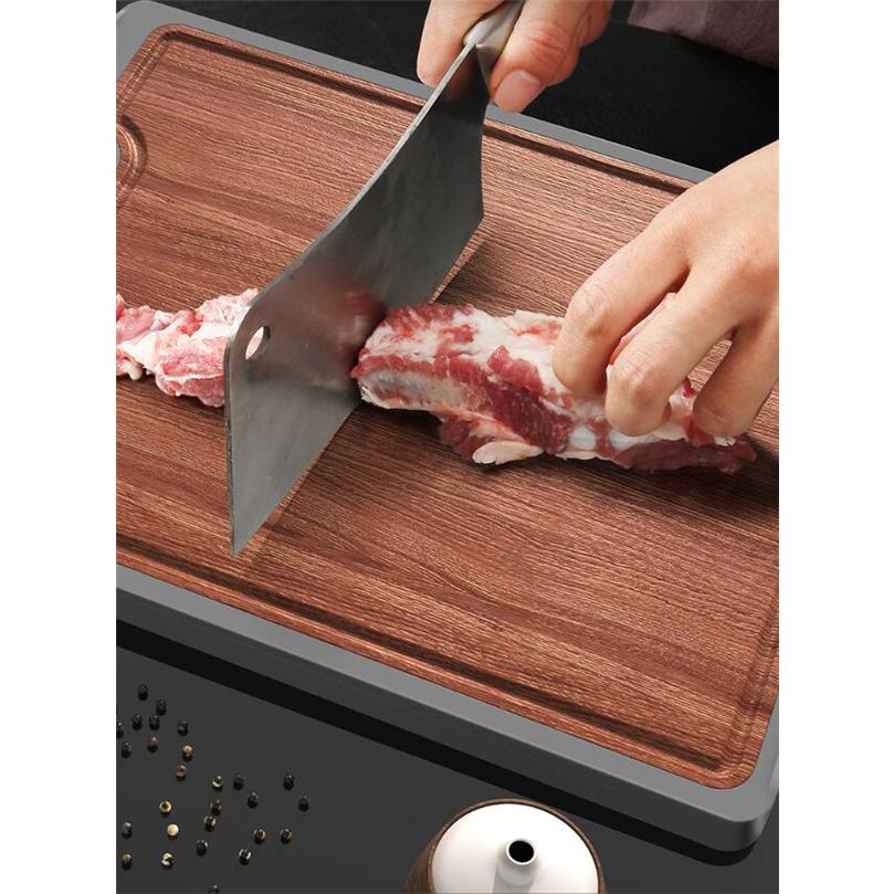黒檀木 まな板 ドイツステンレス 輝い 抗菌 防カビ カッティングボード 食洗機 台所用品 両面用 生熟分け 健康生活必須品