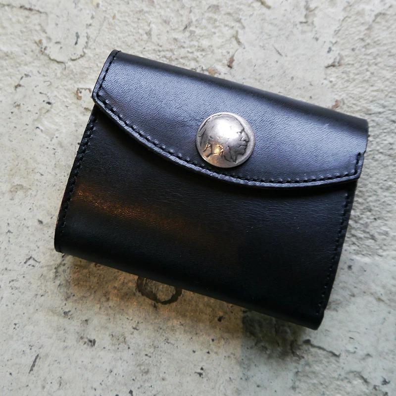 栃木レザー ミニ財布 コンチョ 姫路レザー サイフ 三つ折り財布 小さい