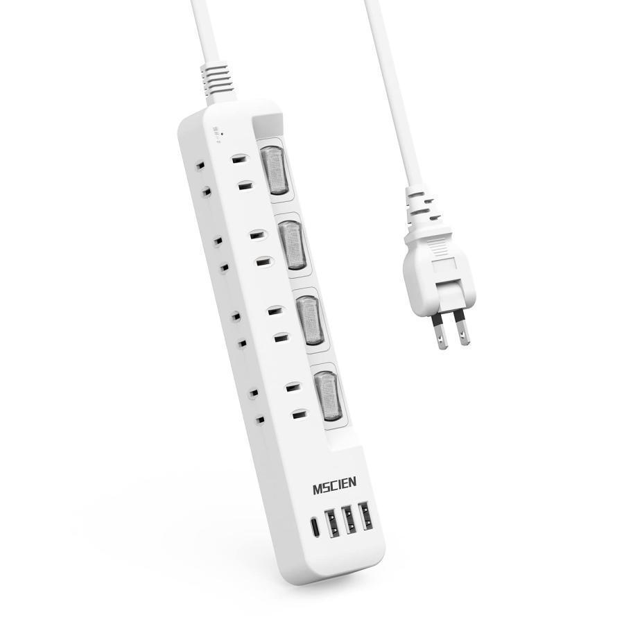 Mscien 電源タップ usb付き 8個AC口 1個usb-c 3個usb-a 延長コード 3m