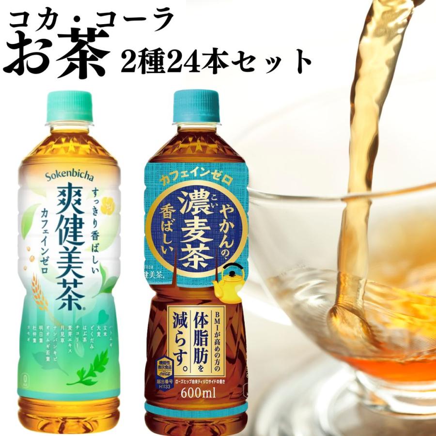 爽健美茶 600ml 24本 ソフトドリンク お茶 ペットボトル 2種 アソート