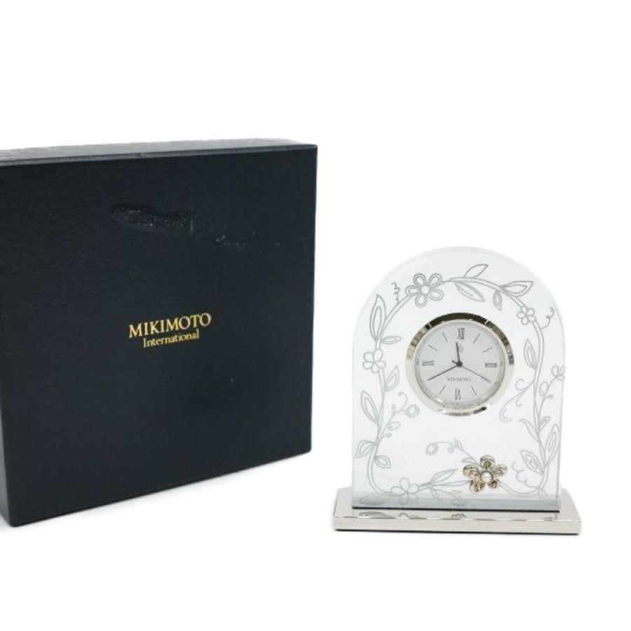 ミキモト MIKIMOTO 置時計 時計 ホワイト文字盤 パール ベビーパール