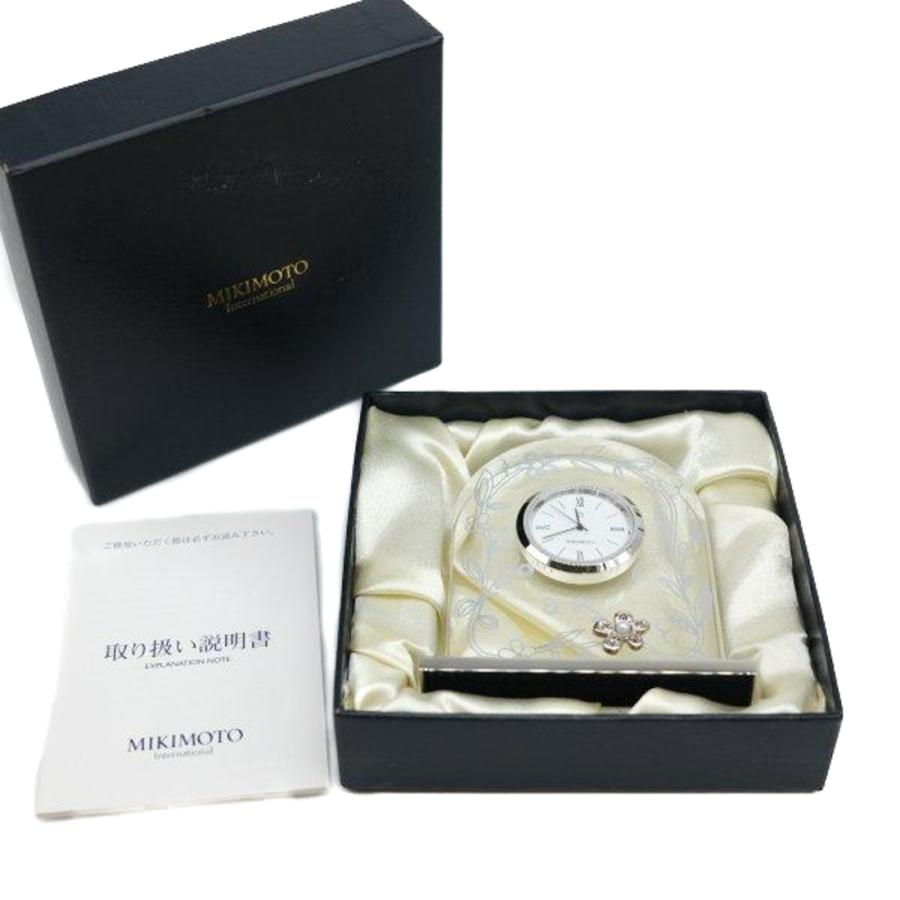 ミキモト MIKIMOTO 置時計 時計 ホワイト文字盤 パール ベビーパール