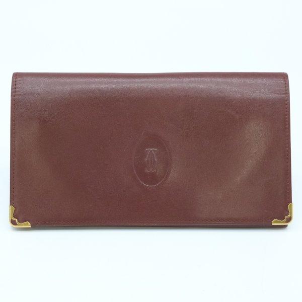⭐️未使用品⭐️　カルティエ　マストライン　長財布　がま口　ボルドー　レザー Cartier カルティエ マストライン 長財布 財布 がま口 ボルドー