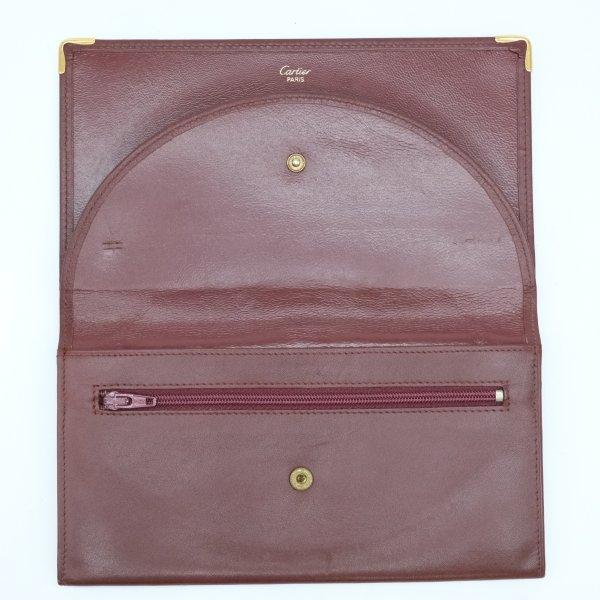 未使用 極美品 カルティエ マストライン 長財布 がま口　ボルドー ギャランティ Cartier カルティエ マストライン 長財布 財布 がま口 ボルドー