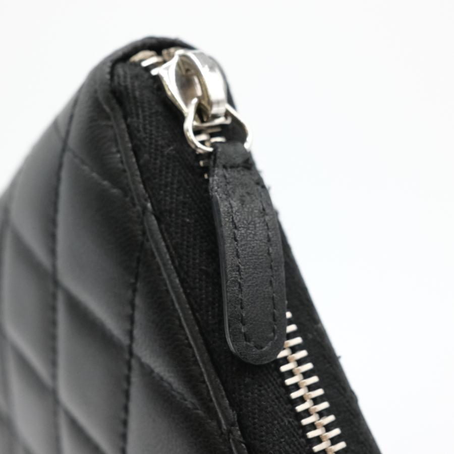 ちょら マトラッセ ココマーク ラムスキン L字ファスナー ブラック CHANEL（シャネル） マトラッセ ココマーク ショルダーバッグ