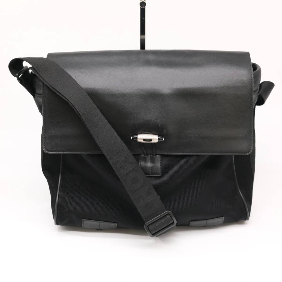 セールオンラインストア Montblanc モンブラン ショルダーバッグ メッセンジャーバッグ レザー キャンバス 黒 ブラック セール市場 Manpredict Com