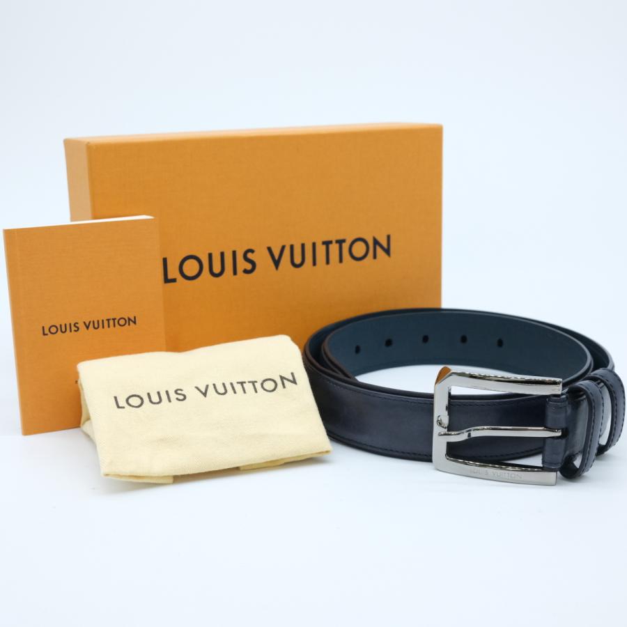 LOUIS VUITTON ネイビー レザー ベルト 85/34 LOUIS VUITTON ネイビー レザー ベルト 85/34 ベルト・LV イニシャル