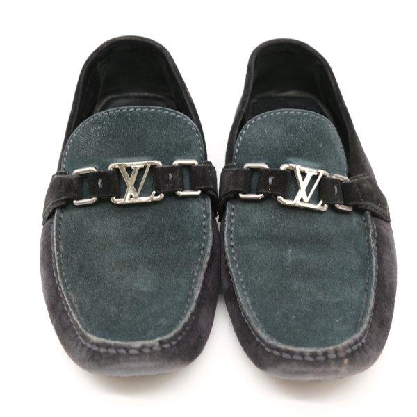 LOUIS VUITTON ヴィトン ドライビングシューズ ローファー モカシン 靴 スエード グリーン ＃7 1/2 | LOUIS VUITTON | 01