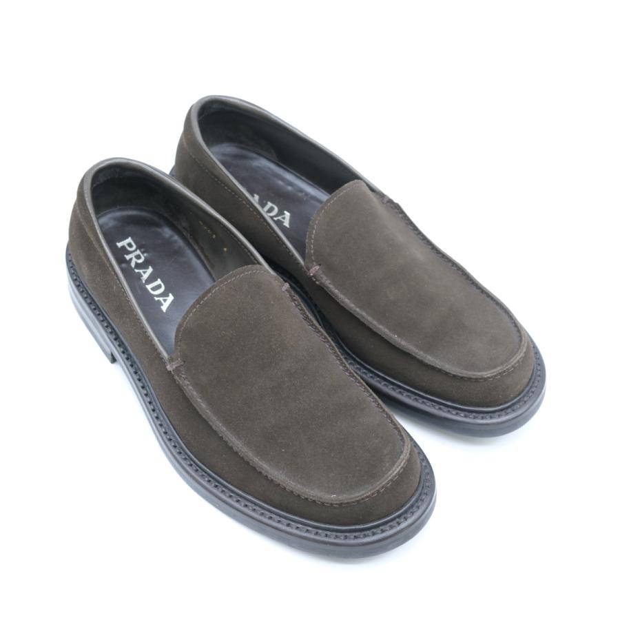 PRADA プラダ ビジネスシューズ モカシン ローファー スリッポン スエード 深緑 ダークグリーン カーキ #6 | PRADA