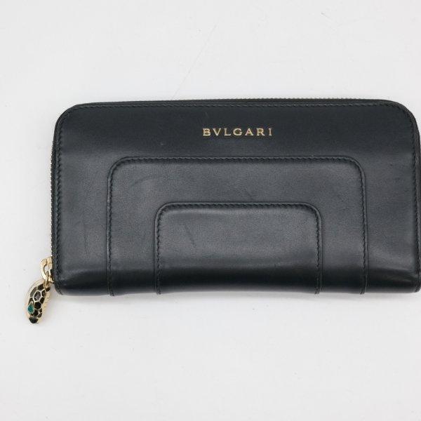 美品✨ ブルガリ 長財布 セルペンティ L字ファスナー レザー ブラック-