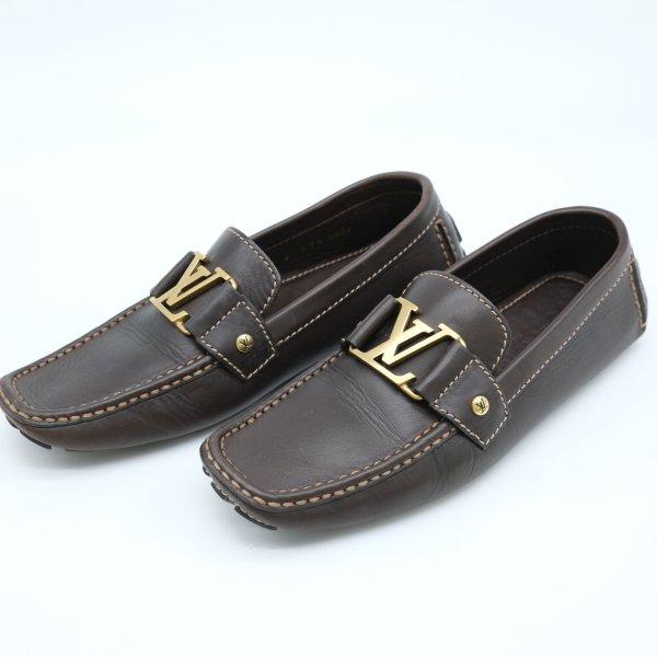 LOUIS VUITTON ヴィトン ユタ LV ドライビングシューズ ローファー モカシン 靴 茶 ダークブラウン ゴールド金具 ＃6 | LOUIS VUITTON