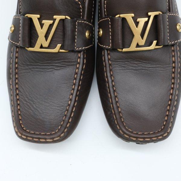 LOUIS VUITTON ヴィトン ユタ LV ドライビングシューズ ローファー モカシン 靴 茶 ダークブラウン ゴールド金具 ＃6 | LOUIS VUITTON | 12