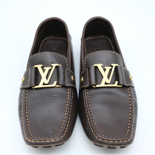 LOUIS VUITTON ヴィトン ユタ LV ドライビングシューズ ローファー モカシン 靴 茶 ダークブラウン ゴールド金具 ＃6 | LOUIS VUITTON | 01