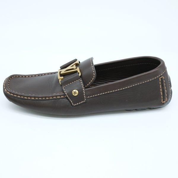 LOUIS VUITTON ヴィトン ユタ LV ドライビングシューズ ローファー モカシン 靴 茶 ダークブラウン ゴールド金具 ＃6 | LOUIS VUITTON | 02