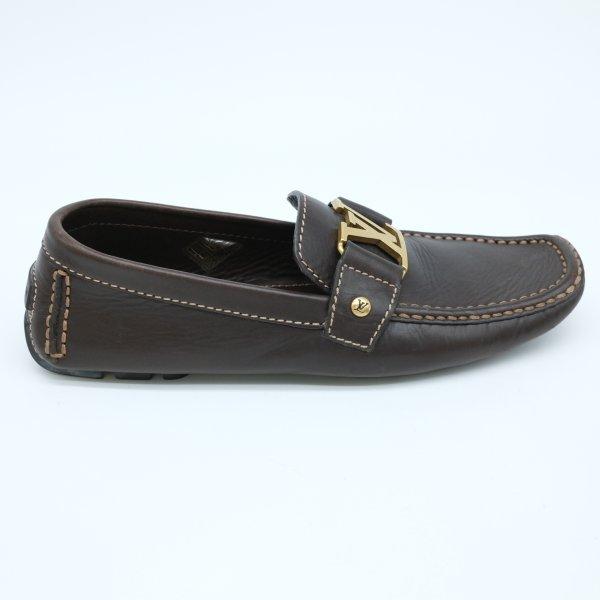 LOUIS VUITTON ヴィトン ユタ LV ドライビングシューズ ローファー モカシン 靴 茶 ダークブラウン ゴールド金具 ＃6 | LOUIS VUITTON | 05