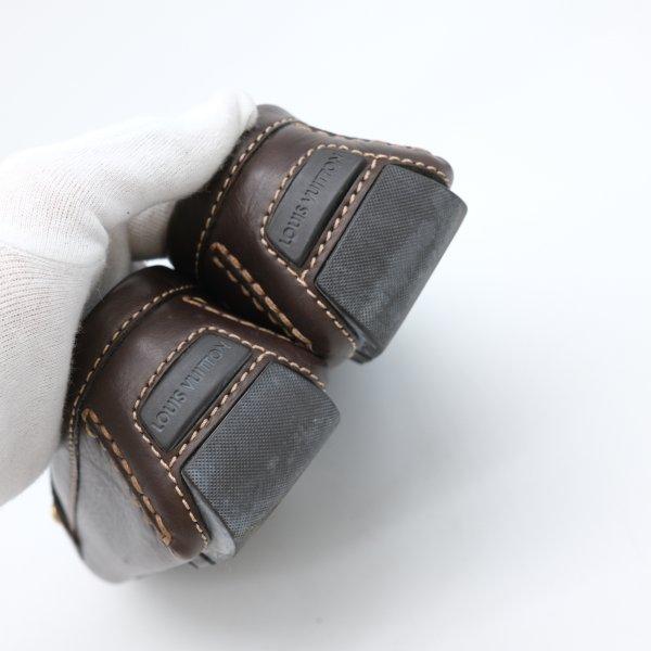 LOUIS VUITTON ヴィトン ユタ LV ドライビングシューズ ローファー モカシン 靴 茶 ダークブラウン ゴールド金具 ＃6 | LOUIS VUITTON | 09