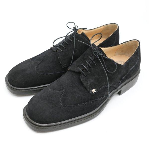 GIANNI VERSACE ジャンニ ヴェルサーチ ドレスシューズ 靴 スエード メデューサ 黒 ブラック 41 | GIANNI VERSACE