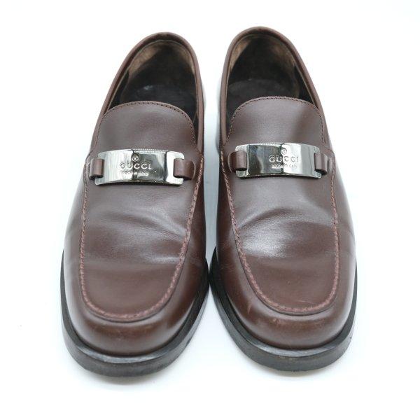 GUCCI グッチ ローファー 革靴 シューズ レザー ブラウン 茶 レディース #371/2 約24.5cm 1000491 | GUCCI | 01