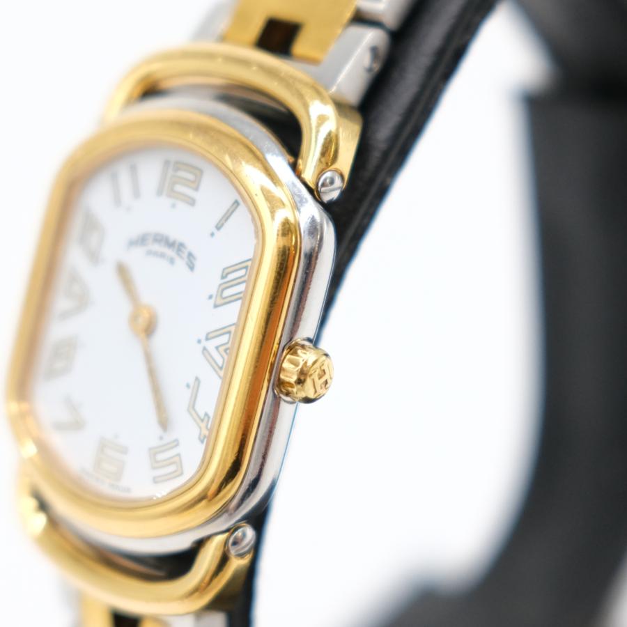 OH済み エルメス ラリー RA1.220 コンビ アイボリーダイヤル 腕時計