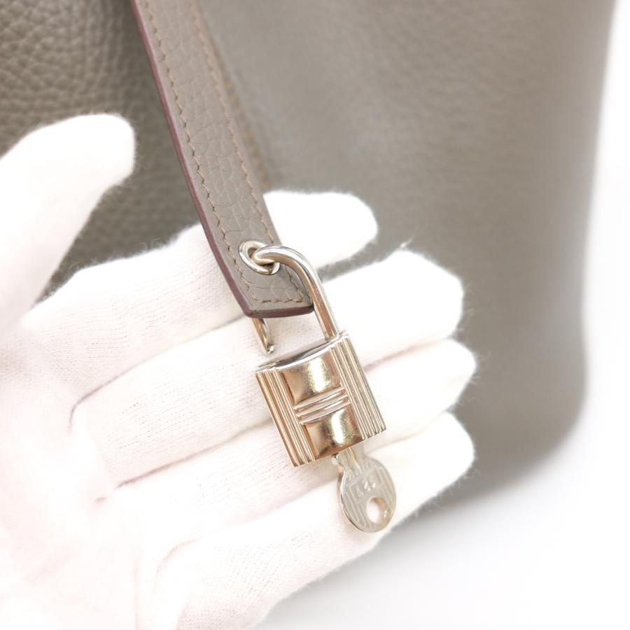 HERMES エルメス ピコタンロック MM ハンドバッグ エタン グレー