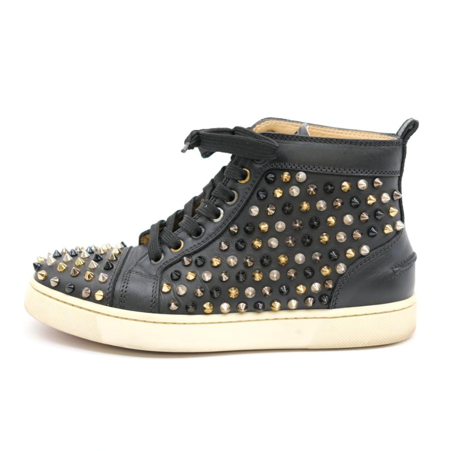 Christian Louboutin ルブタン 靴 シューズ ハイカットスニーカー パネトーネ レザー スタッズ ブラック レッド #37 約23ｃｍ |  | 08