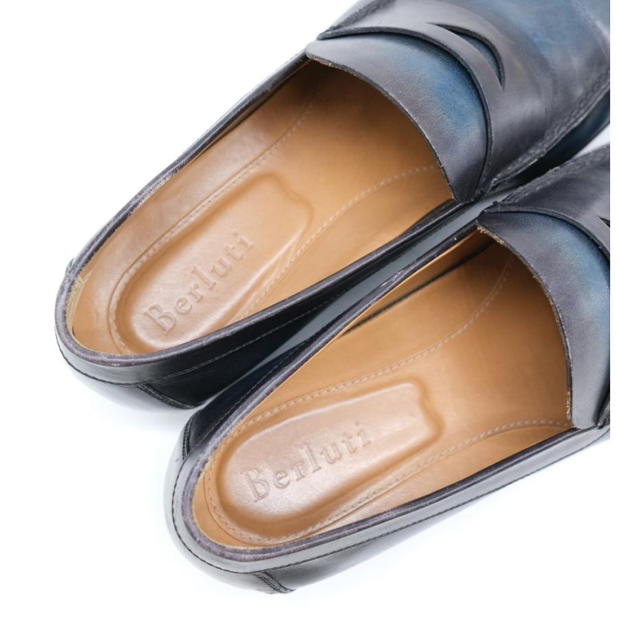 Berluti ベルルッティ ローファー スリッポン レザー ブラック 黒 ブルー 青 #8.5 約26.5ｃｍ |  | 08