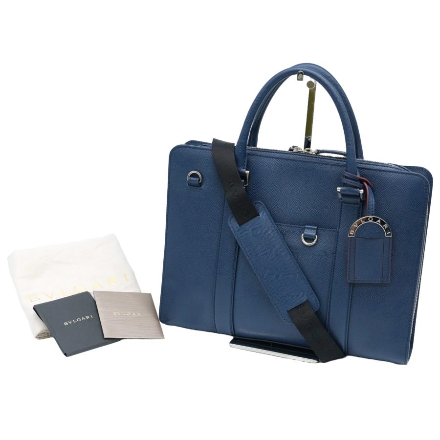 【美品】ブルガリマン ビジネスバッグ サフィアーノレザー A4収納可能 ネイビー 美品】BVLGARI ブルガリ ブルガリマン ビジネスバッグ トート