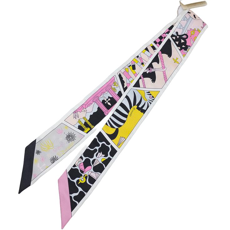 【お値引き】【未使用品】HERMES エルメス スカーフ ツイリー ファクトリースイート シルク100% 2022年モデル ブラック ジョーヌ ローズ イエロー ピンク |  | 02