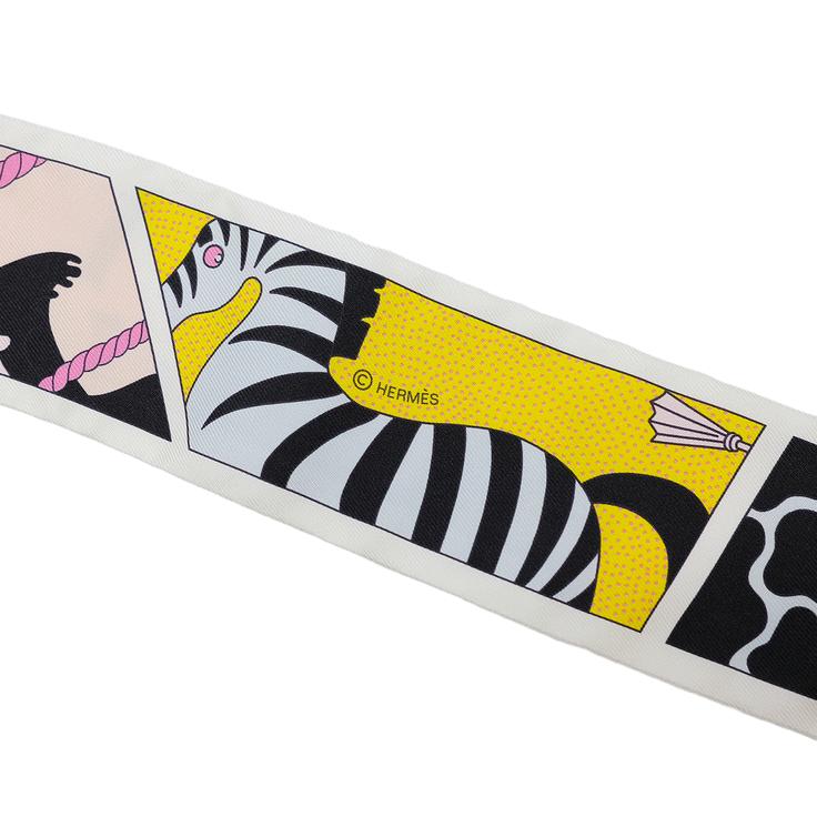 【お値引き】【未使用品】HERMES エルメス スカーフ ツイリー ファクトリースイート シルク100% 2022年モデル ブラック ジョーヌ ローズ イエロー ピンク |  | 03
