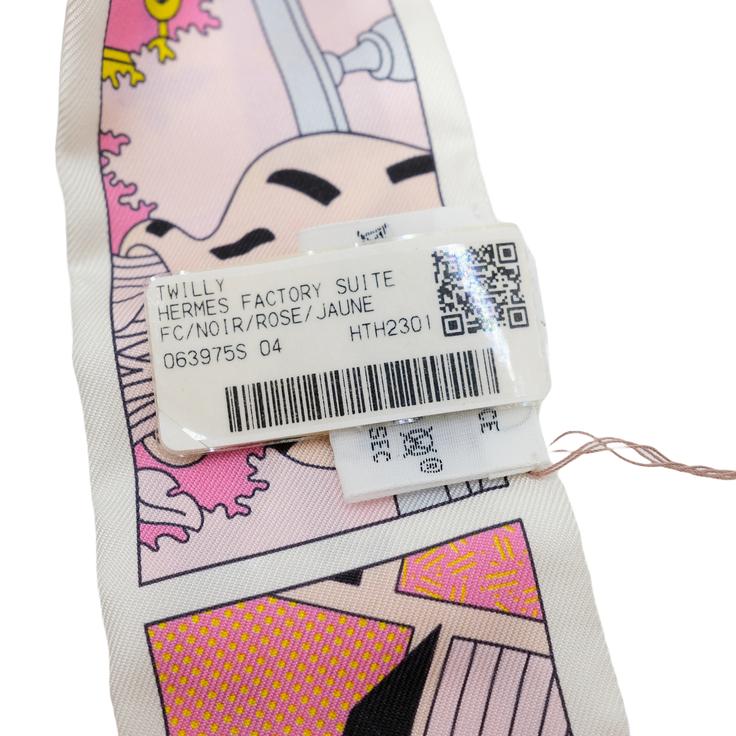【お値引き】【未使用品】HERMES エルメス スカーフ ツイリー ファクトリースイート シルク100% 2022年モデル ブラック ジョーヌ ローズ イエロー ピンク |  | 05